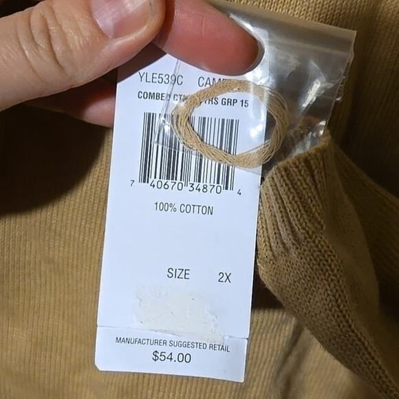 NWT Rafaella 2X Camel/Tan/Brown 100% Cotton Off-Shoulder Top/Sweater [0138] - Picture 6 of 7